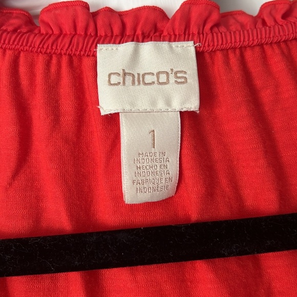 ✨ Chico’s Silky Cotton Peasant Blouse — Bright Red — Size 1 / Small — EUC ✨ - Picture 3 of 3